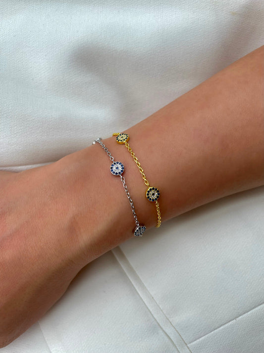 2 Tone Evil Eye Bracelet Stack